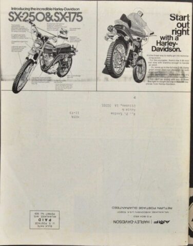 1975 - Harley-Davidson Folleto de ventas