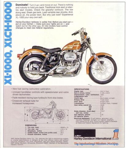 1975 - Harley-Davidson Folleto de ventas