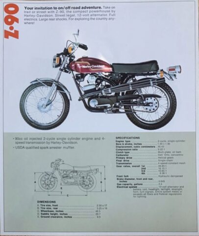 1975 - Harley-Davidson Folleto de ventas