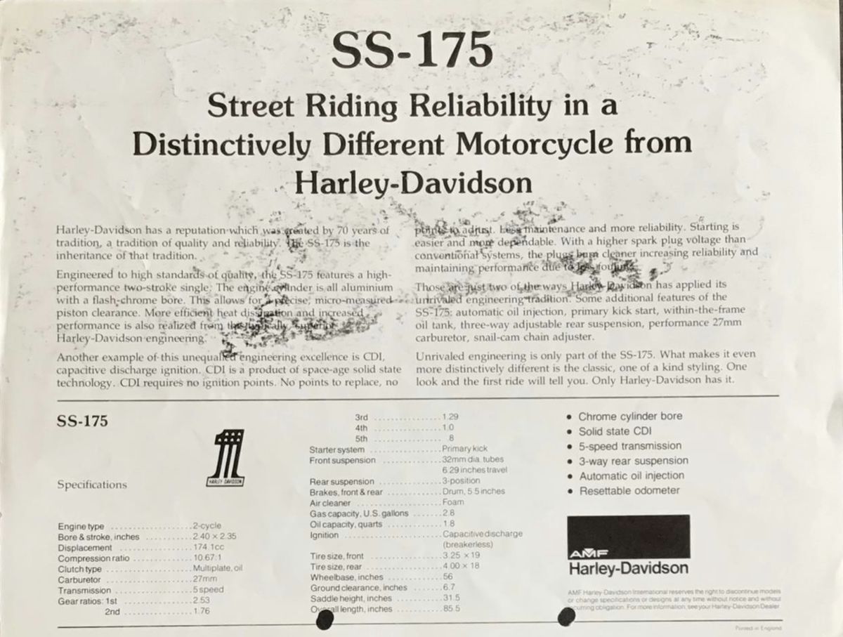 1976 - Harley-Davidson SS-175 1976 - Harley-Davidson SS-175